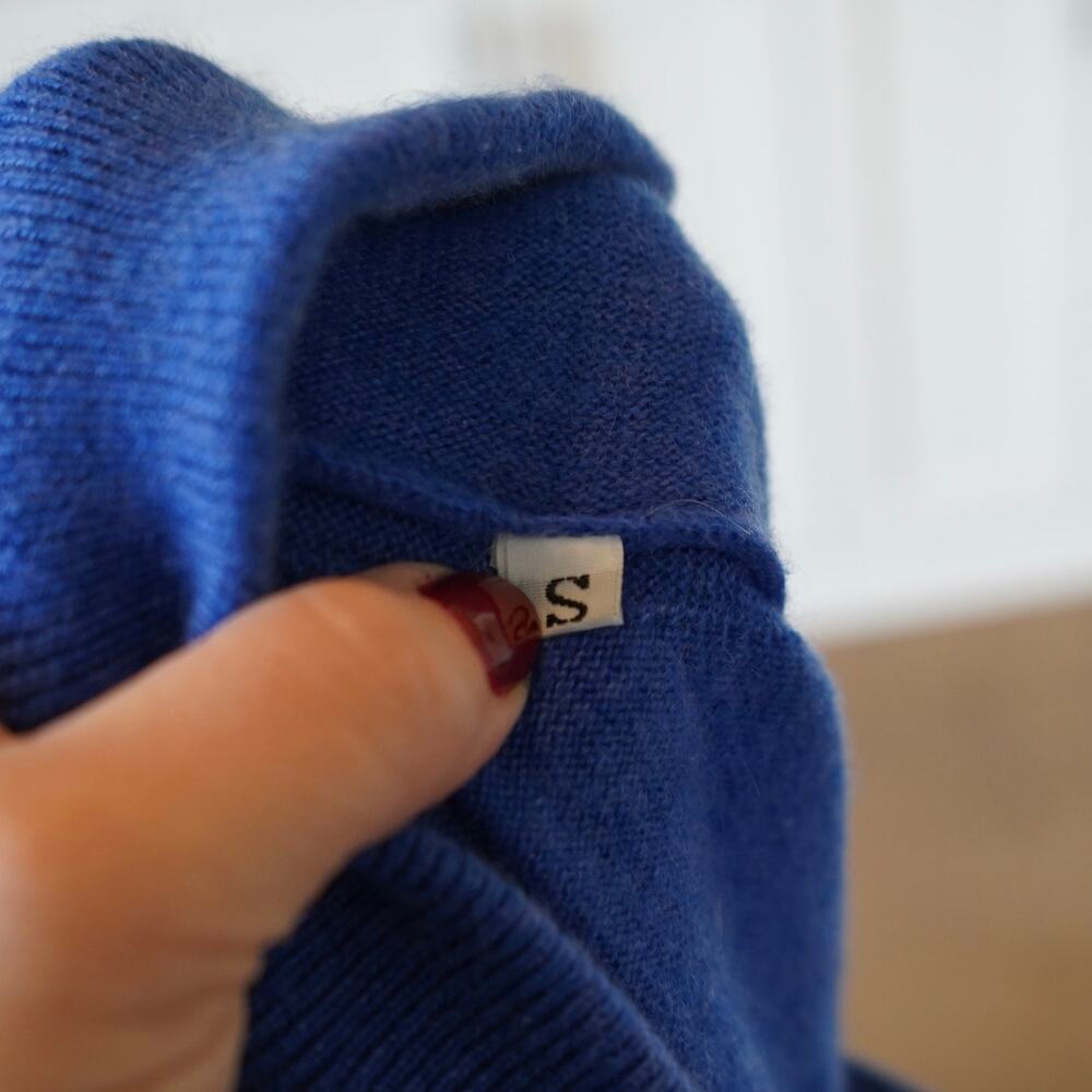 Mario Romano 100% Cashmere Quarter Zip Sweater Royal Blue Made in Italy SZ Small - Picture 5 of 6